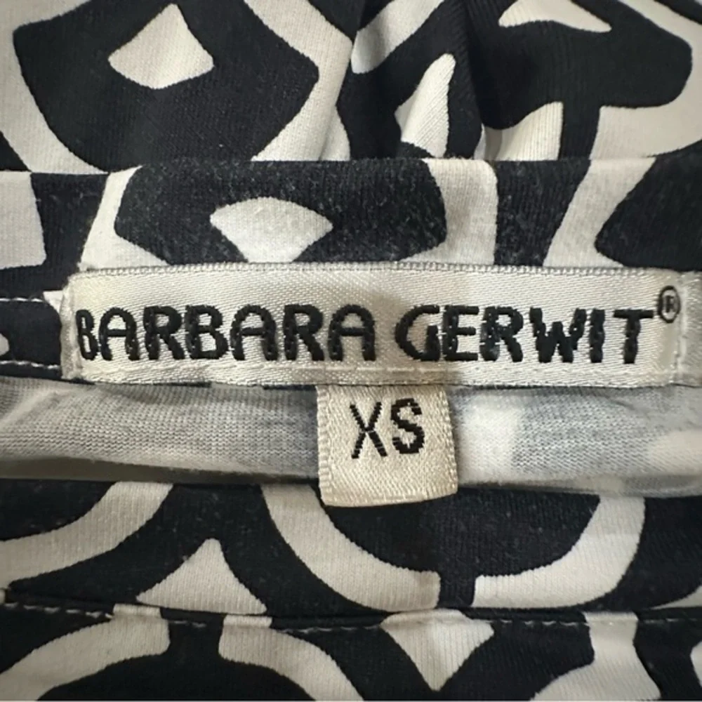 Barbara Gerwit Black White‎ Geometric Print A-Line Dress XS 3/4 Sleeve Stretch
